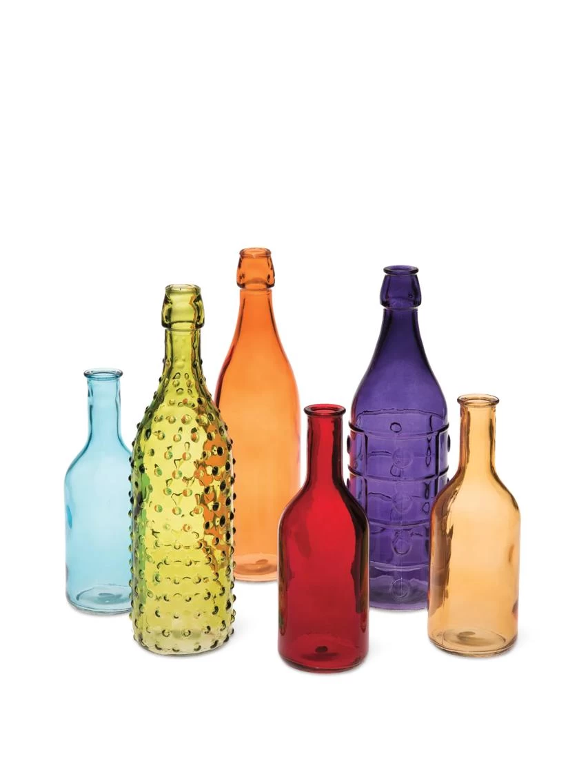 Colorful Bottles, Set Of 6 3 Colorful Bottles, Set Of 6