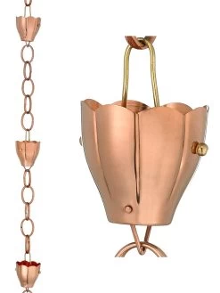 Crocus Pure Copper Rain Chain, 8.5' 6 Crocus Pure Copper Rain Chain, 8.5' -Pots - Planters Store 8600207 03v crocus solid copper rain chain 8 foot copper