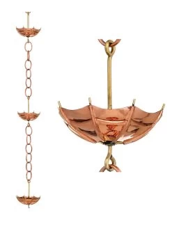 Umbrella Pure Copper Rain Chain, 8.5' -Pots - Planters Store 8600208 03v