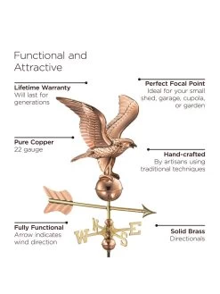 Eagle Garden Copper Weathervane With Pole -Pots - Planters Store 8600278 02v