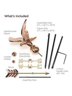 Eagle Garden Copper Weathervane With Pole -Pots - Planters Store 8600279 01v