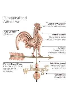 Rooster Copper Weathervane -Pots - Planters Store 8600283 02v