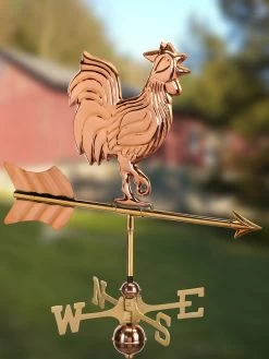 Rooster Garden Copper Weathervane With Pole -Pots - Planters Store 8600284 05v rooster cottage copper weathervane roof mount 1