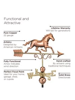 Galloping Horse Copper Weathervane -Pots - Planters Store 8600346 03v