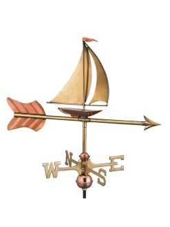 Sailboat Garden Copper Weathervane With Pole