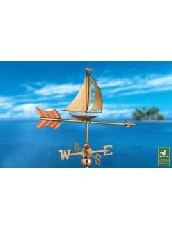 Sailboat Garden Copper Weathervane With Pole -Pots - Planters Store 8600347 03v sailboat cottage copper weathervane roof mount 1