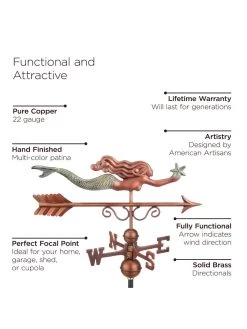 Little Mermaid Copper Weathervane -Pots - Planters Store 8600350 01v