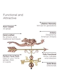 Little Mermaid Copper Weathervane -Pots - Planters Store 8600350 04v