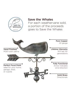 Save The Whales™ Copper Weathervane -Pots - Planters Store 8600371 01v