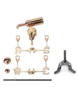 Wine Bottle Cottage Copper Weathervane With Roof Mount -Pots - Planters Store 8600383 03v
