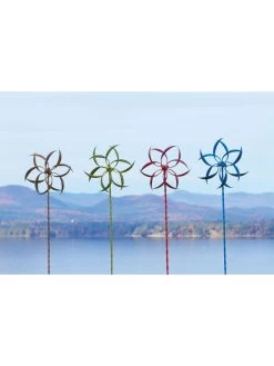 Feather Staked Wind Spinner, 15" 10 Feather Staked Wind Spinner, 15" -Pots - Planters Store 8600479 04v