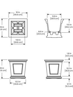 Fairfield Self-Watering Square Planter, 16” X 16” -Pots - Planters Store 8611695 19V tif