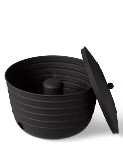 Matte Black Ribbed Hose Pot With Lid -Pots - Planters Store 8611991 5868 tif