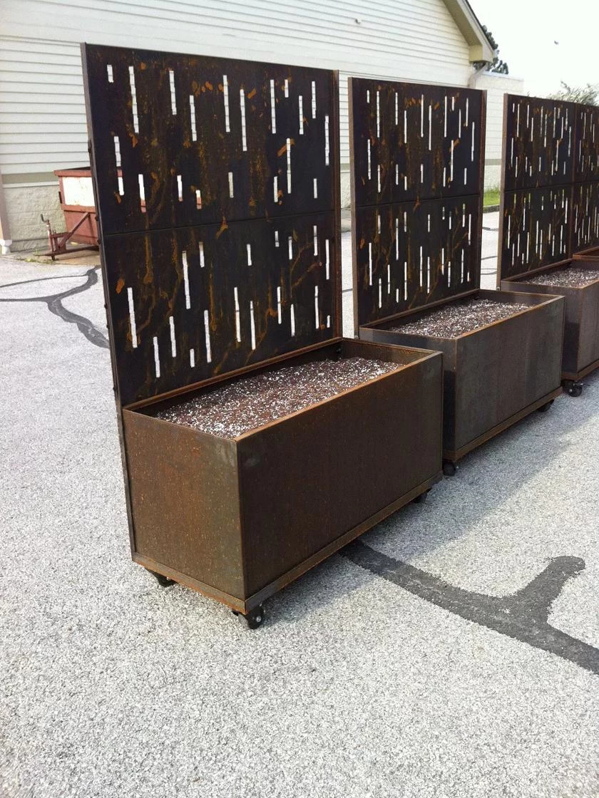 Nice Corten Trough Planters With Privacy Screen 3 Nice Corten Trough Planters With Privacy Screen