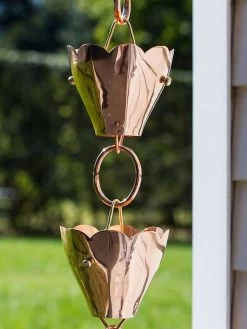 Tulip Pure Copper Rain Chain, 8.5' 10 Tulip Pure Copper Rain Chain, 8.5' -Pots - Planters Store 8612740 02v