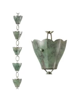 Tulip Pure Copper Rain Chain, 8.5' 13 Tulip Pure Copper Rain Chain, 8.5' -Pots - Planters Store 8612740 06v