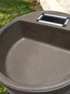 Round Rain Barrel With Planter, 35 Gallons -Pots - Planters Store 8612856WALNT 02V tif