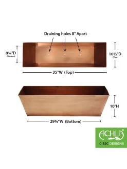 Achla Designs Plain Copper Plated Flower Box, Large -Pots - Planters Store 8612915 03v