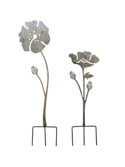Poppy Garden Stakes Set Of 2 -Pots - Planters Store 8613140 7822