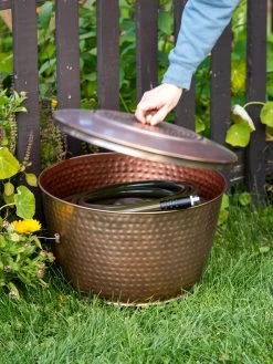Hammered Copper Hose Pot With Lid -Pots - Planters Store 8613311 0010